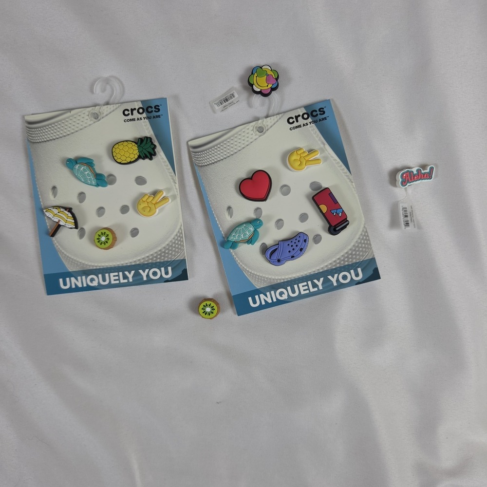 2 Packs + Crocs Jibbitz Charms Uniquely You Summer Peace Love